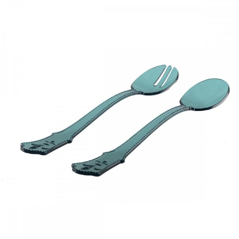COUVERTS A SALADE TURQUOISE ACRYLIQUE 30CM