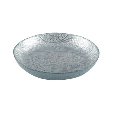 COUPE CREUSE POISSON VERRE BLEU CLAIR 30.5CM