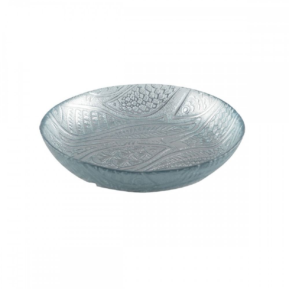 SALADIER POISSON VERRE BLEU CLAIR 25.2CM