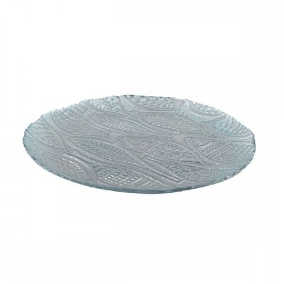 PLAT ROND POISSON VERRE BLEU CLAIR 32.5CM
