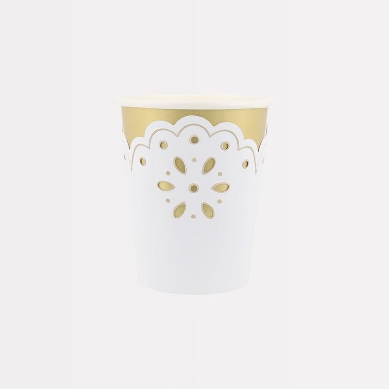 GOBELET OR BRODERIE ANGLAISE BLANCHE 25CL (x8)