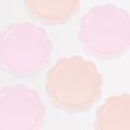 ASSIETTE ROSE ET PECHE ASSORTIE BRODERIE ANGLAISE 26.4CM (x8)
