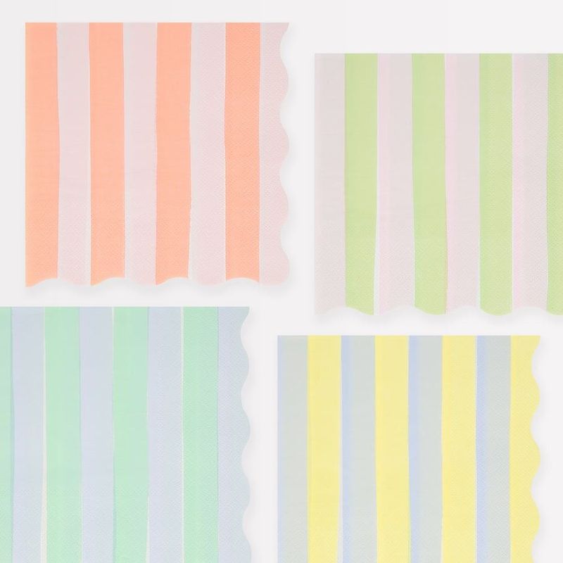 SERVIETTE A RAYURE PASTEL 33CM (x16)