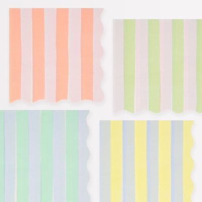 SERVIETTE A RAYURE PASTEL 33CM (x16)