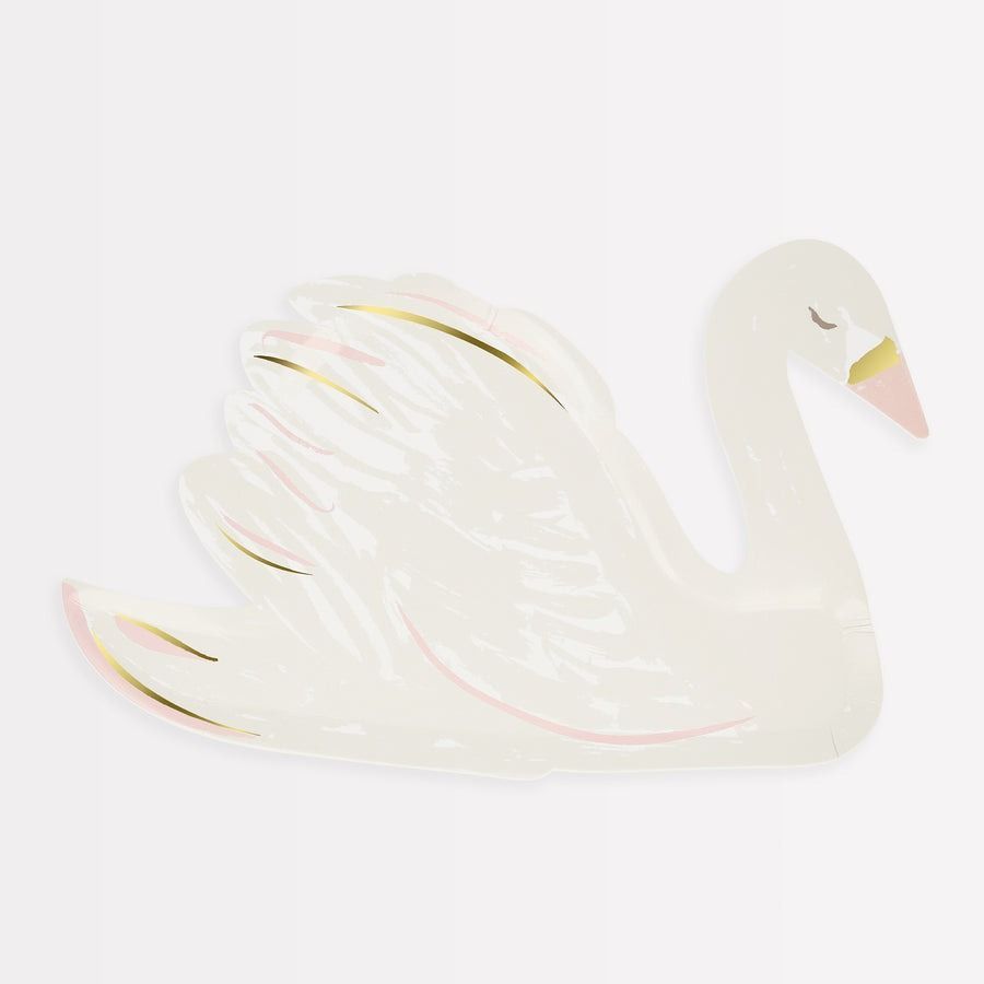 ASSIETTE BLANCHE EN FORME DE CYGNE 29x19CM (x8)