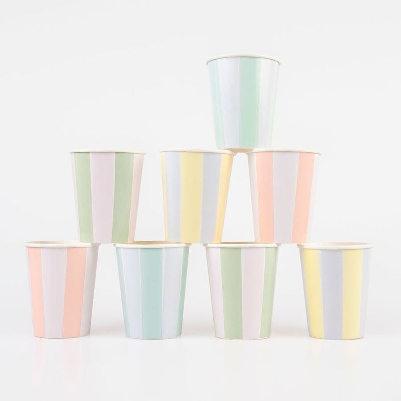 GOBELET A RAYURE PASTEL 4 COLORIS 25CL (x8)