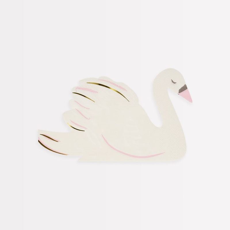 SERVIETTE BLANCHE EN FORME DE CYGNE 17x10CM (x16)