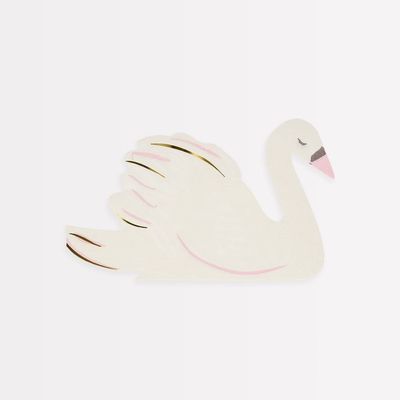 SERVIETTE BLANCHE EN FORME DE CYGNE 17x10CM (x16)