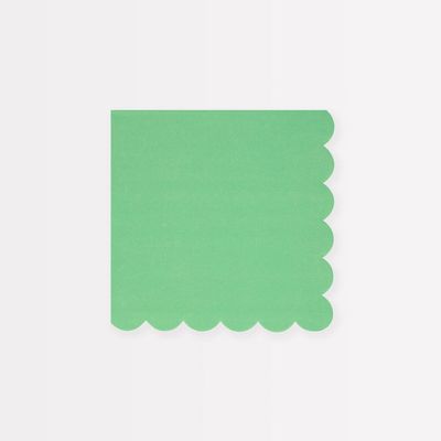 SERVIETTE COCKTAIL VERT EMERAUDE BORD BISCUIT 25CM (x16)