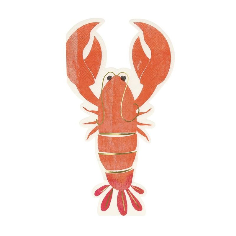 SERVIETTE FORME HOMARD ET DORURE 10x20CM (x16)