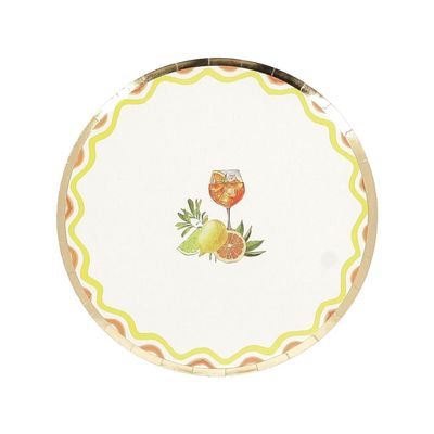 ASSIETTE FIZZ AGRUMES CREME ORANGE JAUNE ET OR 23CM (x8)