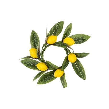 RONDS DE SERVIETTES CITRONS ET FEUILLAGE 10CM