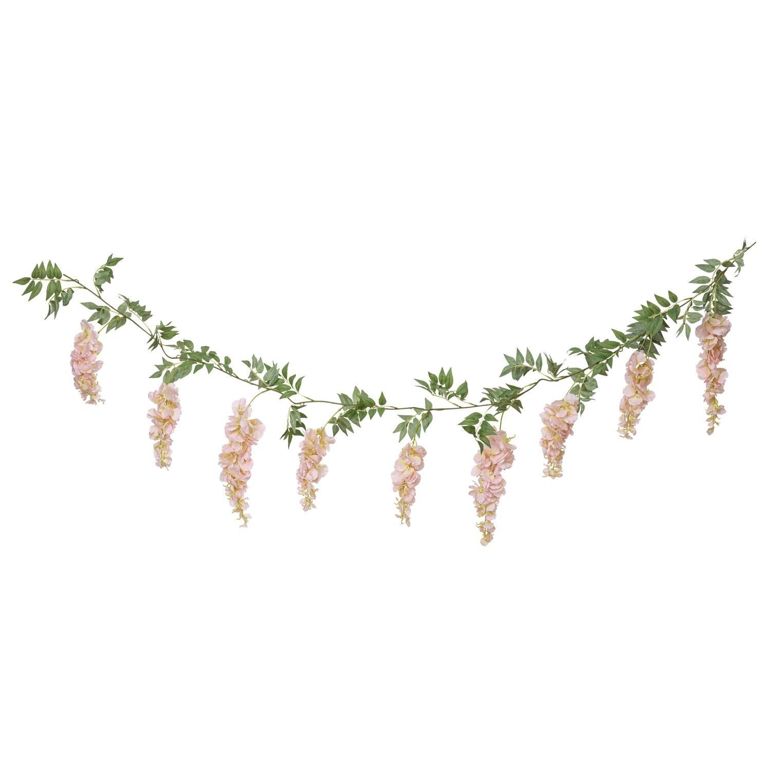 GUIRLANDE DE GLYCINES ROSES ET FEUILLAGE 1.80M