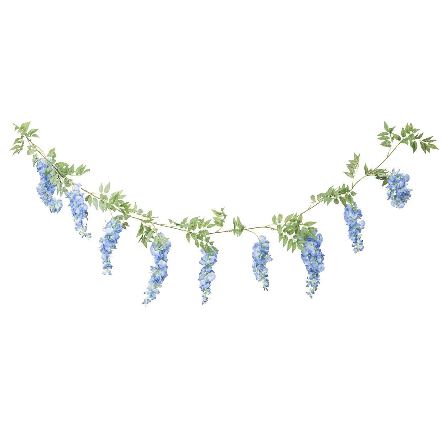 GUIRLANDE DE GLYCINES BLEUES ET FEUILLAGE 1.80M