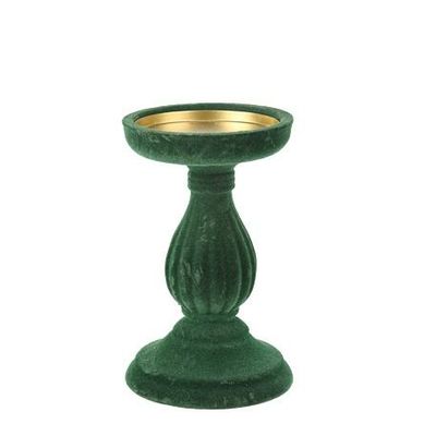 BOUGEOIR BAROQUE VELOURS VERT ANGLAIS 10,8x17,2CM