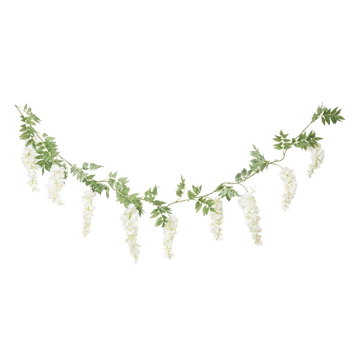 GUIRLANDE DE GLYCINES BLANCHES ET FEUILLAGE 1.80M