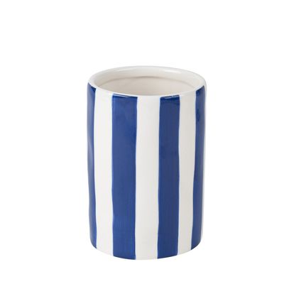 VASE IONA CERAMIQUE BLEU ROI ET BLANC 5x13,5CM
