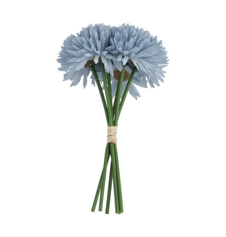 BOUQUET DE 6 DAHLIAS BLEU CIEL 26CM