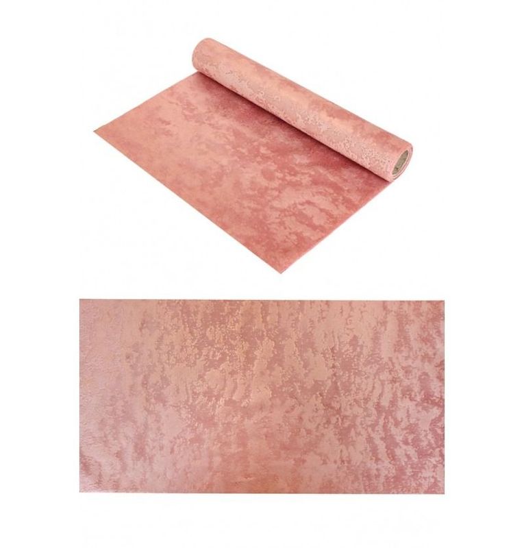 CHEMIN DE TABLE VELOURS HEAVEN ROSE PALE 28CMx3M