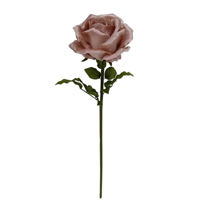 ROSE GEANTE VELOURS SUR TIGE ROSE POUDRE 28x108CM