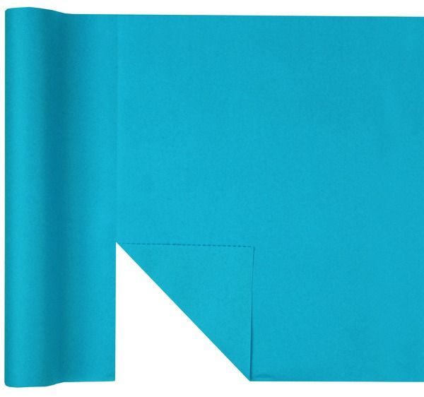 CHEMIN DE TABLE AIRLAID BLEU AQUA PREDECOUPE 40CMx4.80M