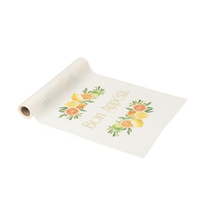 CHEMIN DE TABLE TISSU FIZZ AGRUMES "BON APPETIT" 28CMx5M