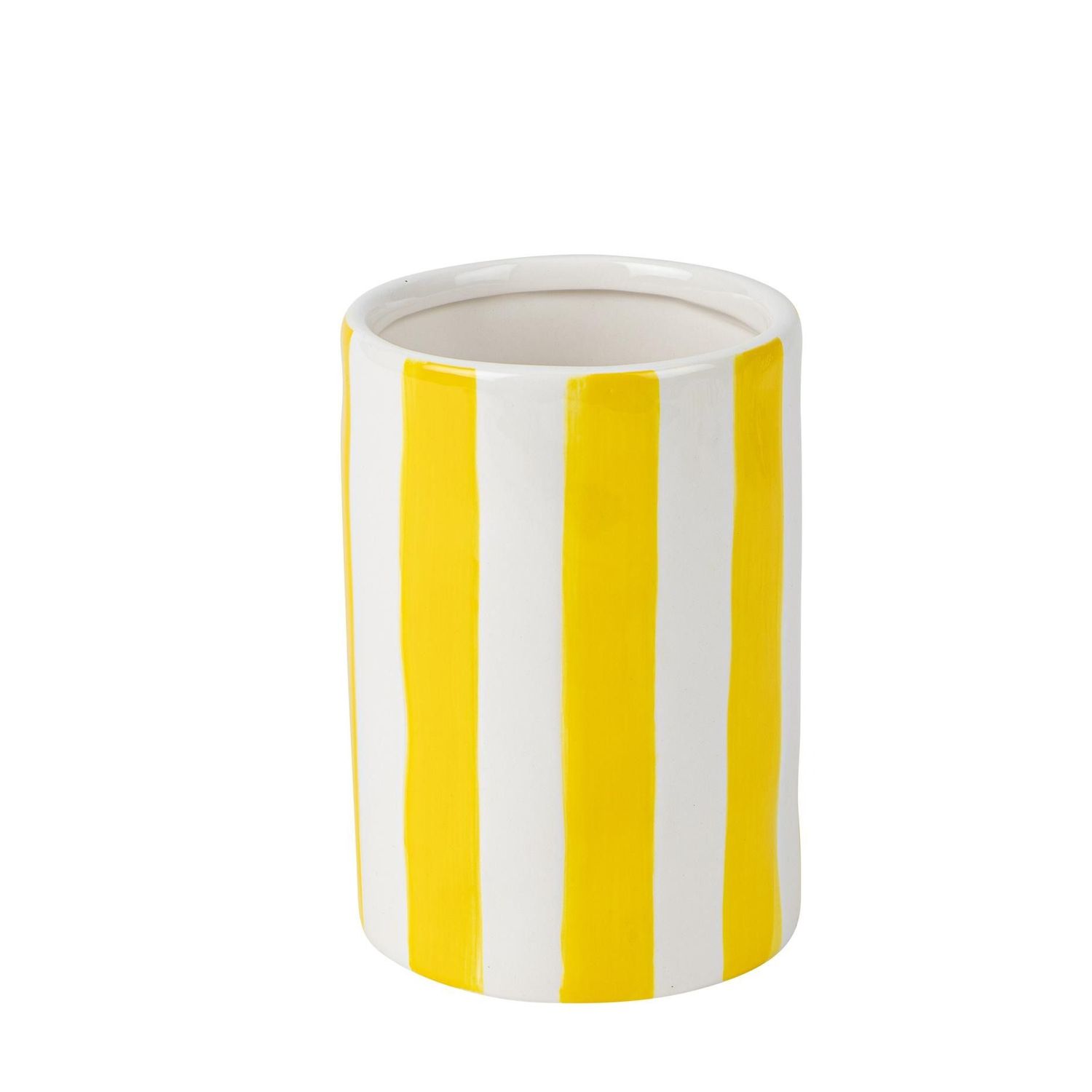 VASE IONA CERAMIQUE JAUNE ET BLANC 9.5x13.5CM