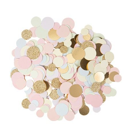 CONFETTIS CERCLE PASTEL, OR ET PAILLETTES OR 1.5 A 2.5CM 14GR
