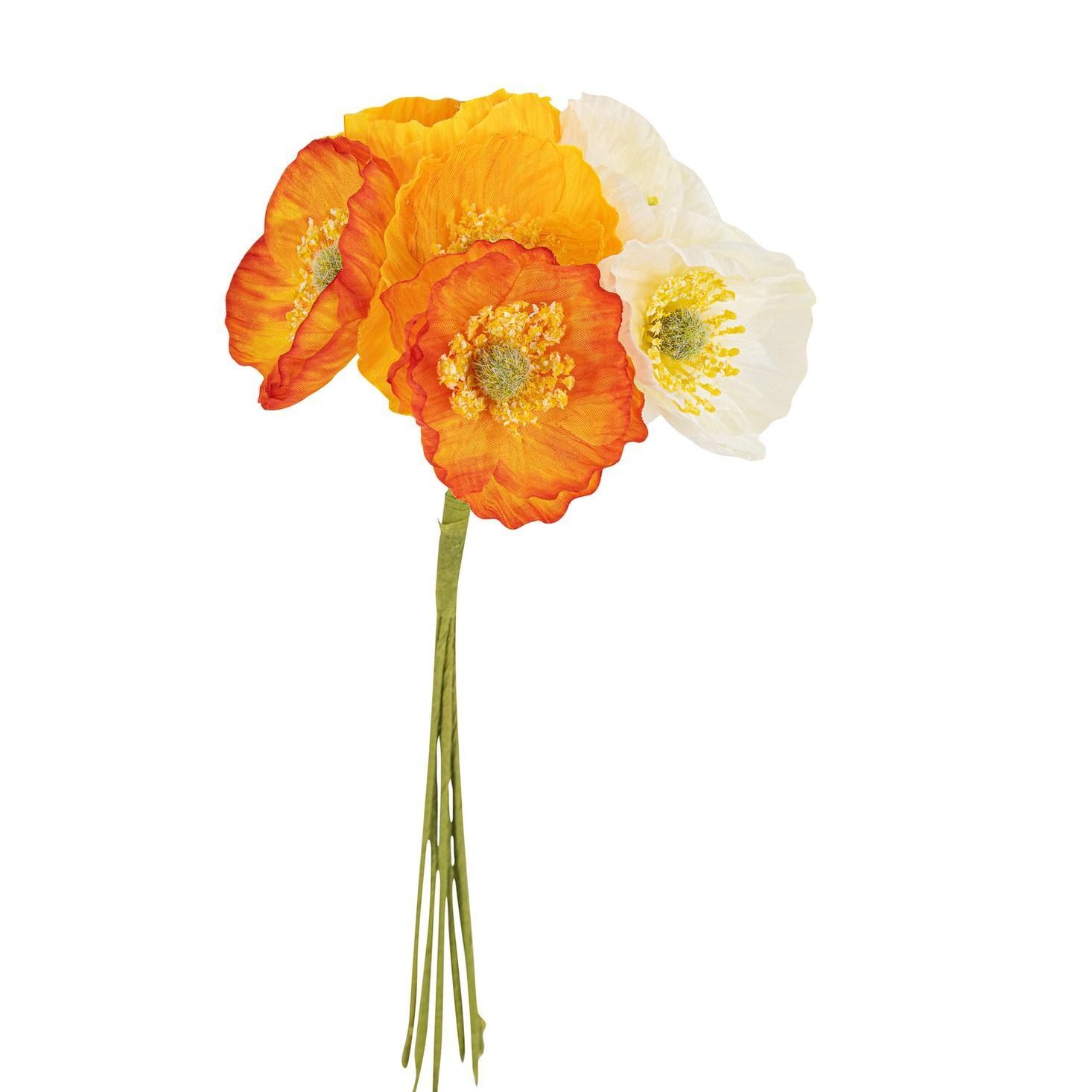 COQUELICOT ORANGE JAUNE ET BLANC 23CM (x6)