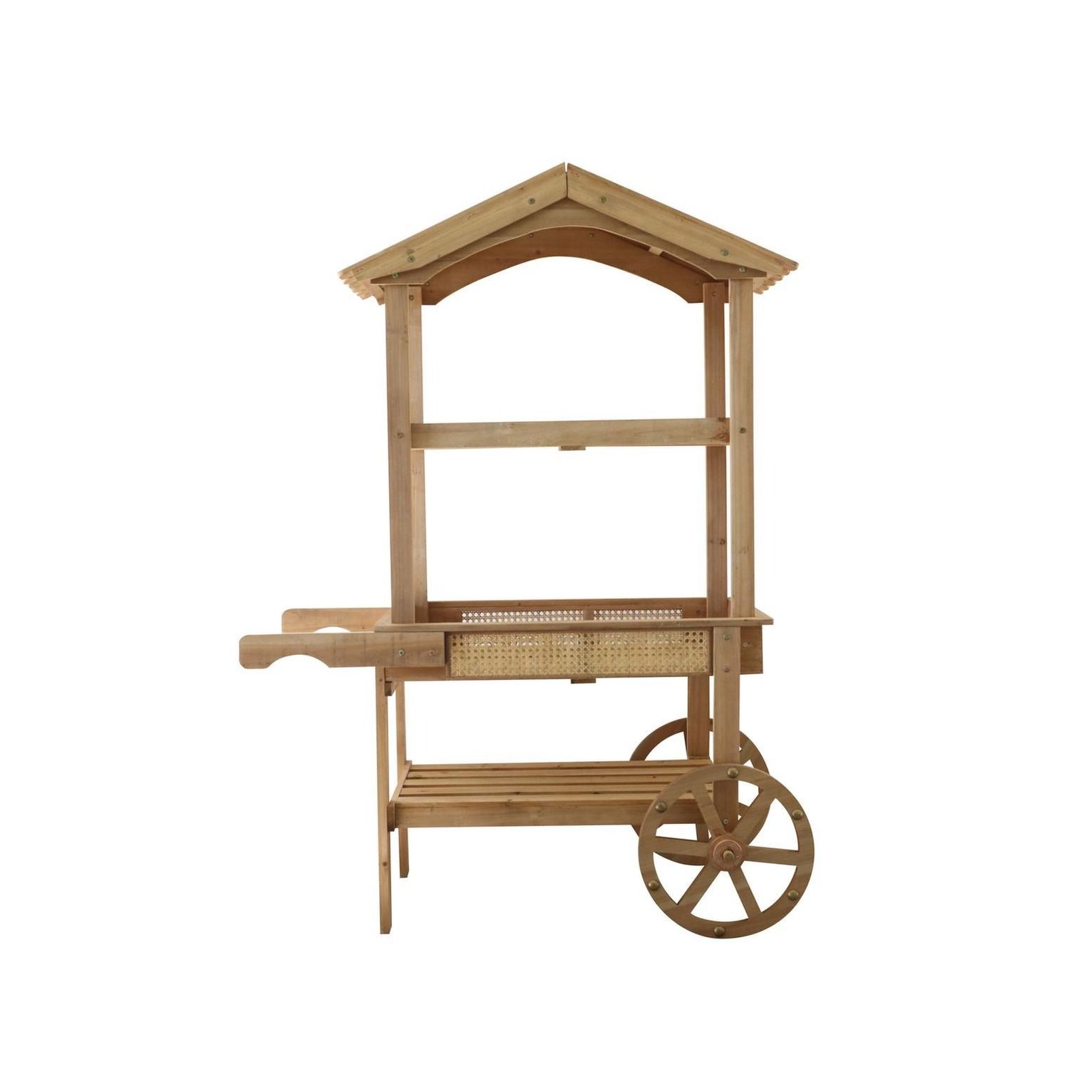 CHARIOT 3 NIVEAUX BOIS ET CANNAGE 1.48Mx1.08Mx46CM