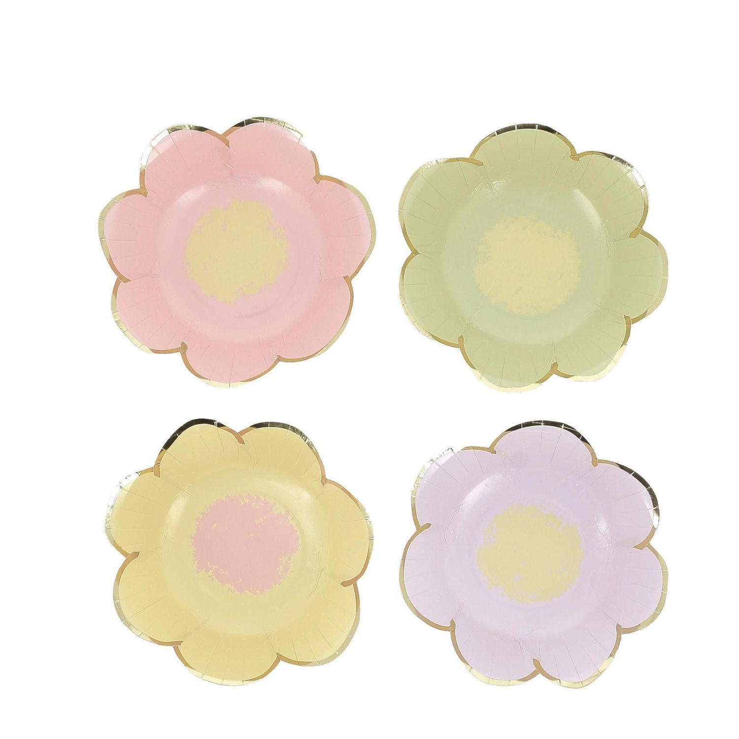 RAMEQUIN FORME FLEUR PASTEL ASSORTIE LISERE OR 13.5CM (x8)