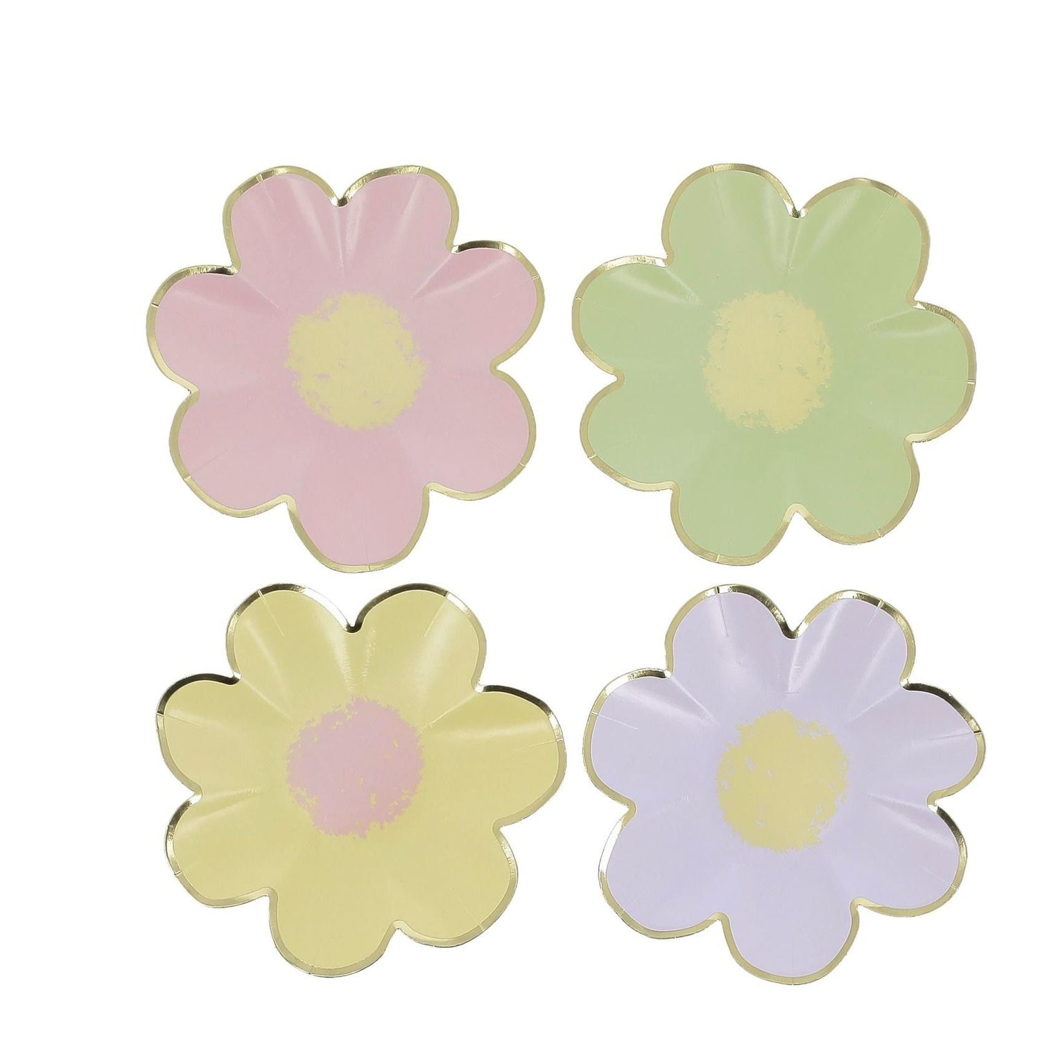 ASSIETTE FORME FLEUR PASTEL ASSORTIE LISERE OR 18CM (x8)