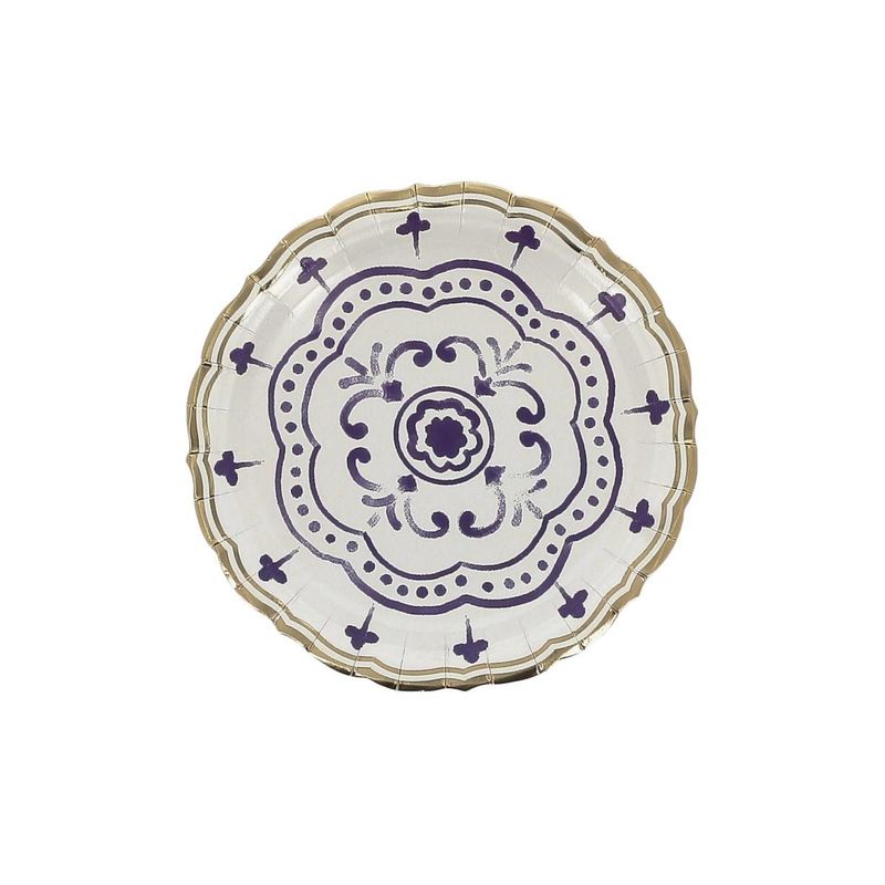 ASSIETTE DOLCE VITA BLEU ROI, BLANC ET OR 18CM (x8)