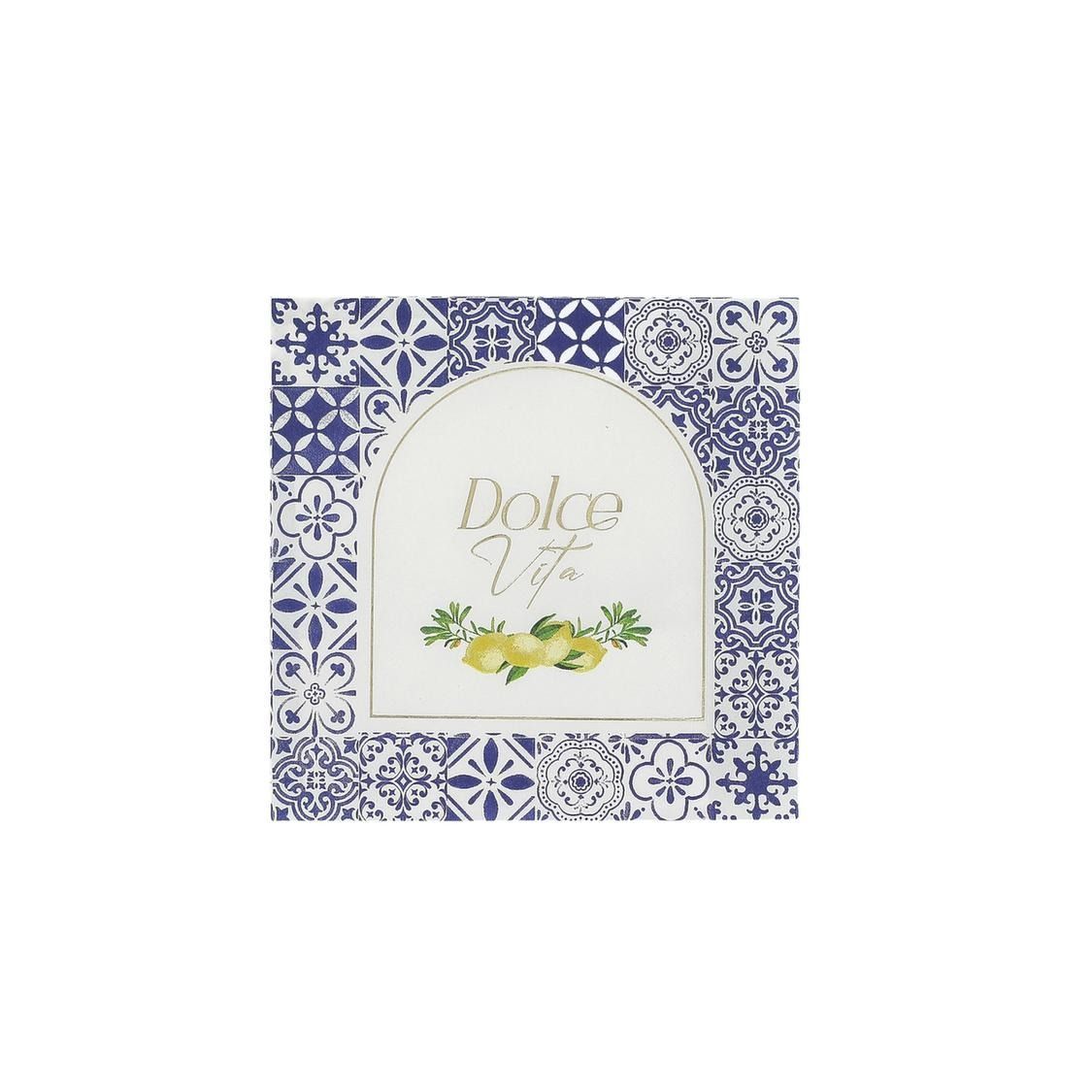 SERVIETTE DOLCE VITA BLEU ROI, BLANC ET OR 33CM (x16)