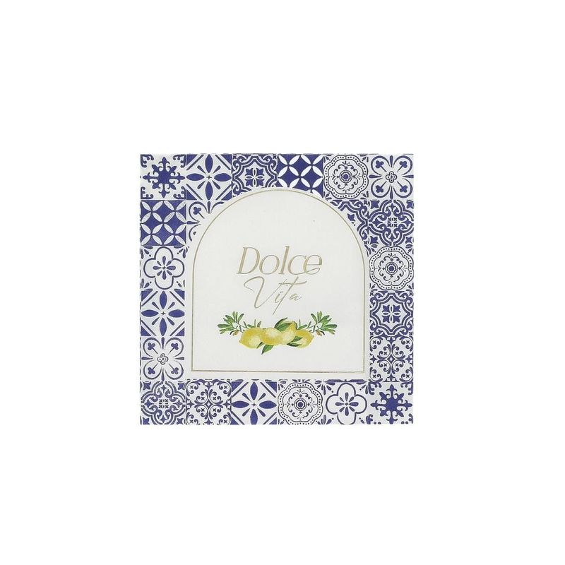 SERVIETTE DOLCE VITA BLEU ROI, BLANC ET OR 33CM (x16)