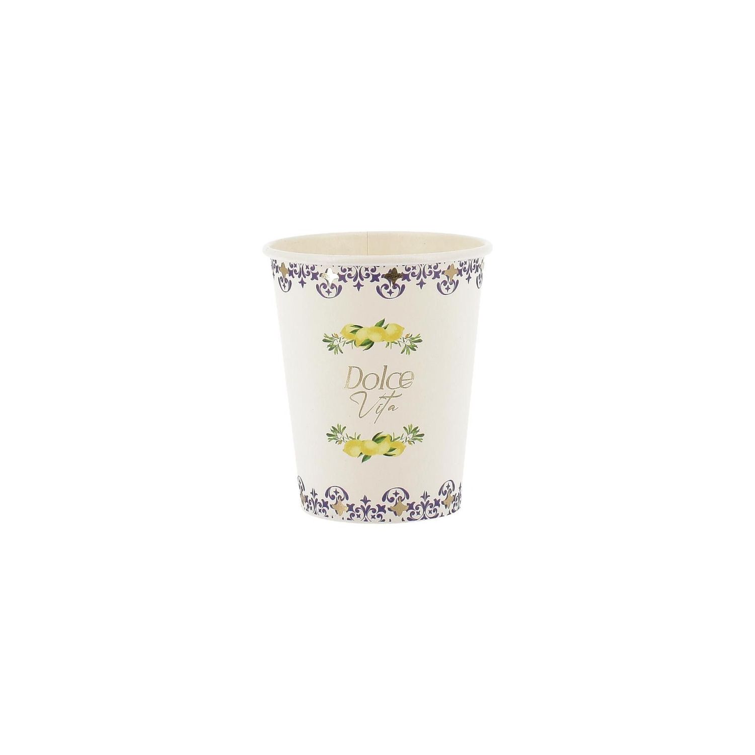 GOBELET DOLCE VITA BLEU ROI, BLANC ET OR 25CL (x8)