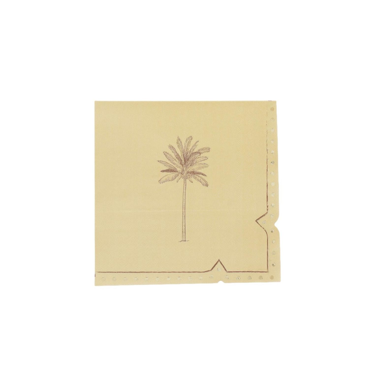 SERVIETTE CREME PALMIER ET LISERE CHOCOLAT ET OR 33CM (x16)