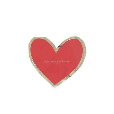 SERVIETTE FORME COEUR "MORE AMOR PER FAVOR" ROUGE ET OR 32CM (x16)