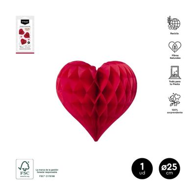 COEUR ROUGE PAPIER ALVEOLE 25CM