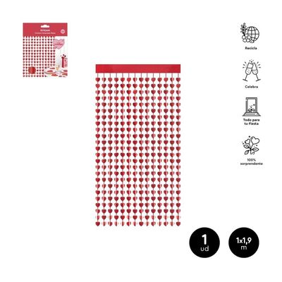 RIDEAU DE COEURS ROUGES 1x1.90M