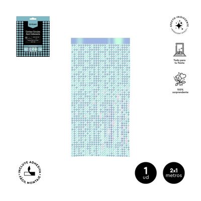 RIDEAU DE CERCLES BLEU IRISE 2x1M