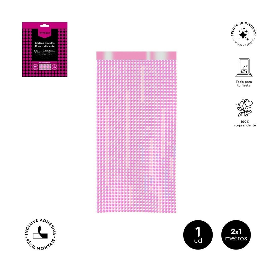 RIDEAU DE CERCLES ROSE IRISE 2x1M