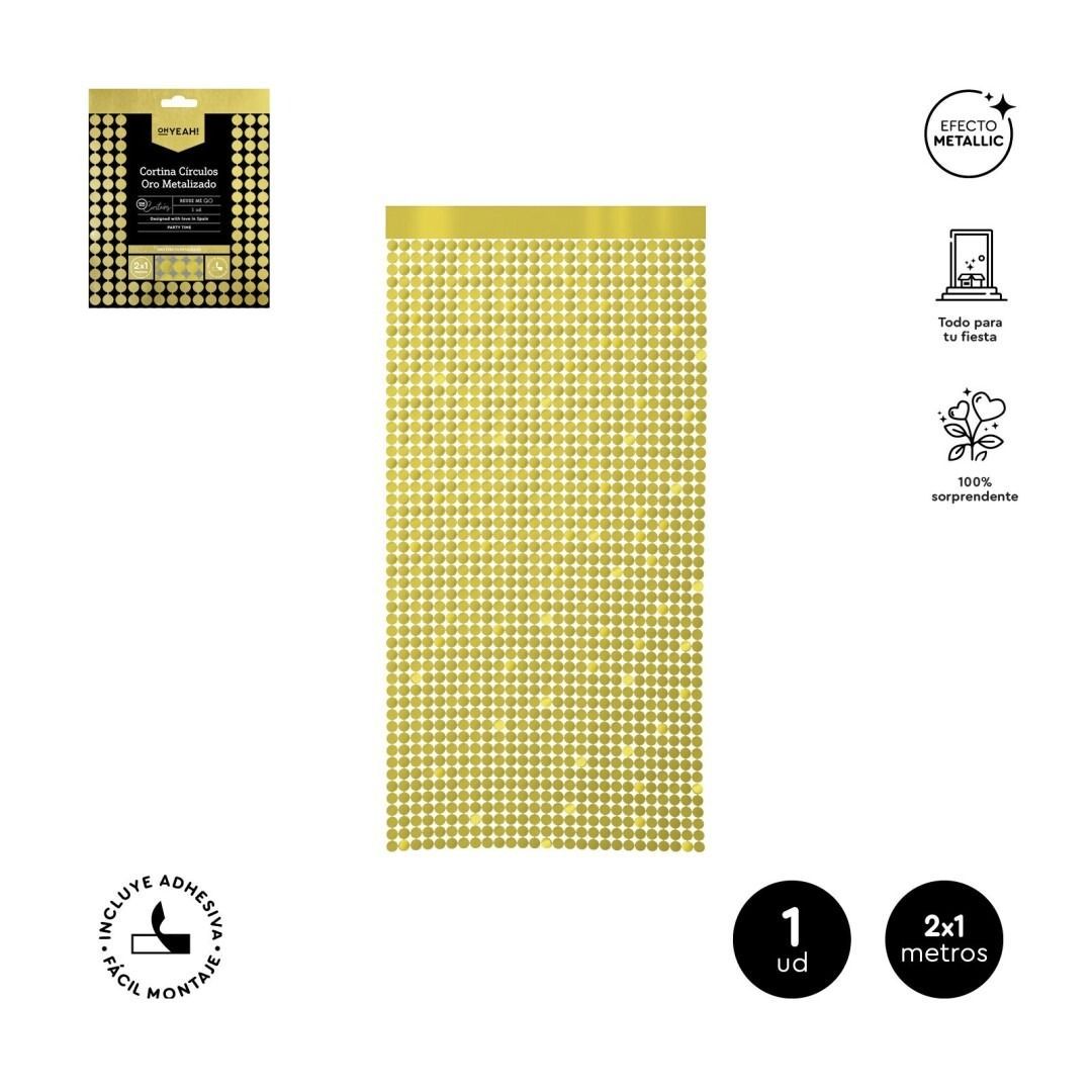 RIDEAU DE CERCLES OR METALLISE 2x1M