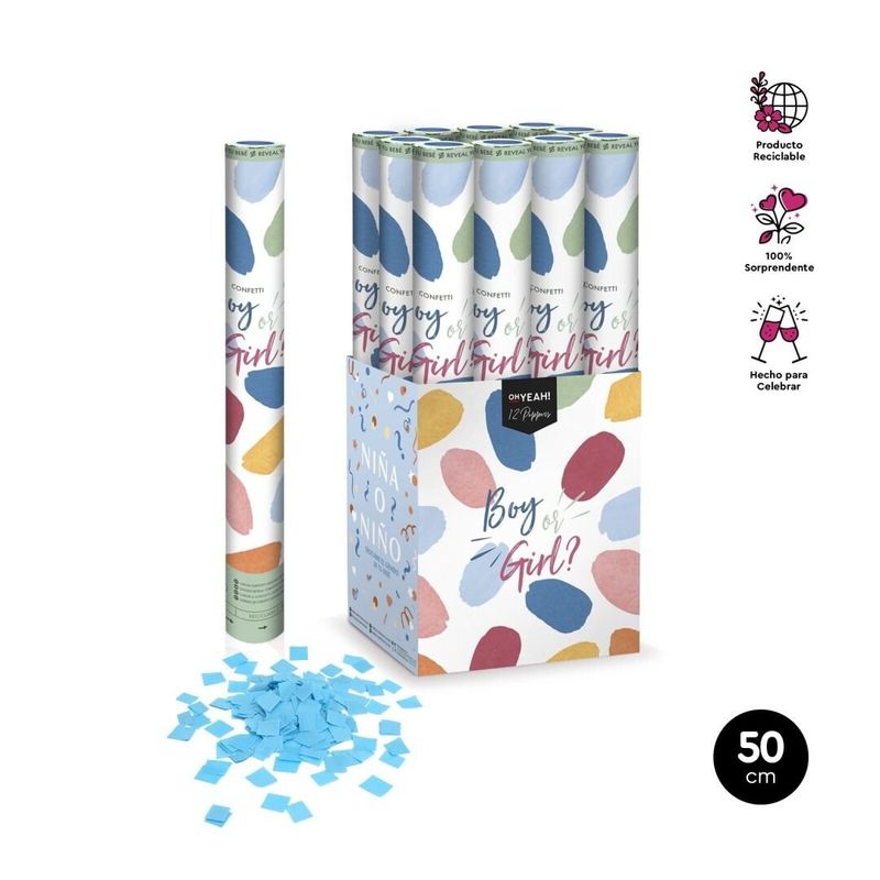 CANON A CONFETTIS GENDER REVEAL BLEU 50CM