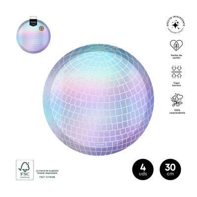 SOUS ASSIETTE BOULE DISCO IRISE 30CM (x4)