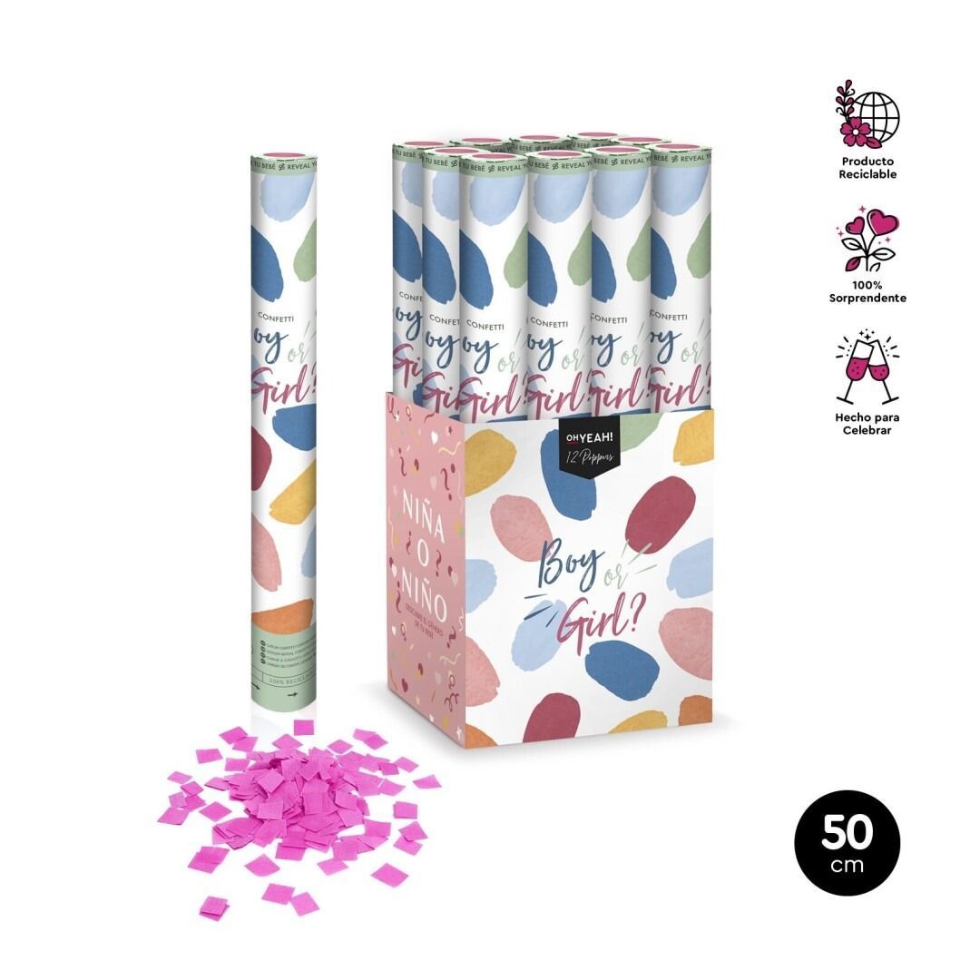 CANON A CONFETTIS GENDER REVEAL ROSE 50CM