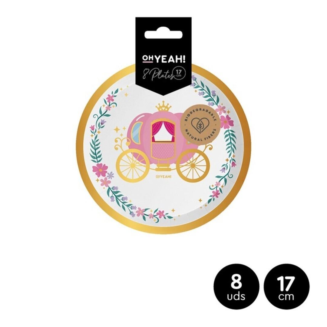 ASSIETTE PRINCESSE CARROSSE CITROUILLE 17CM (x8)