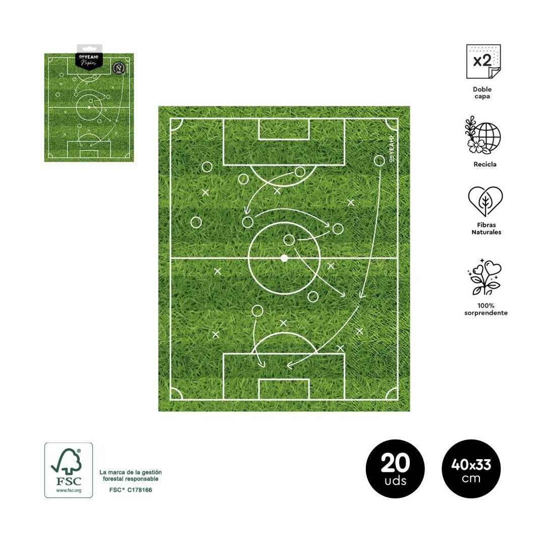 SERVIETTE FORME TERRAIN DE FOOT 40x33CM (x20)