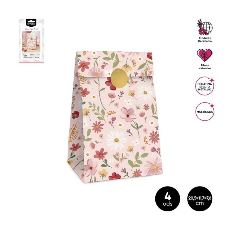 SAC A GOODIES FLORAL 7.5x11.5x20.5CM (x4)
