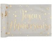 CHEMIN DE TABLE COTON "JOYEUX ANNIVERSAIRE" OR 28x3M